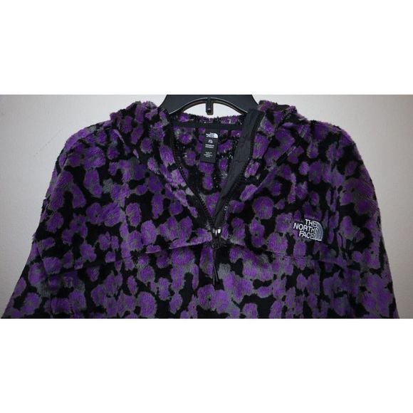 The North Face Women's Sz XL Purple Leopard Print Osito 1/4 Zip Hoodie $119 - Picture 3 of 14